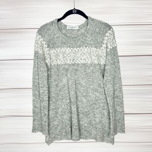 Amina Rubinacci Gray Mohair Iceland Design Sequins Crew Neck Lightweight Sweater